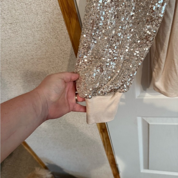 Maurices Cream Top with Sequin Sleeves - Picture 2 of 4
